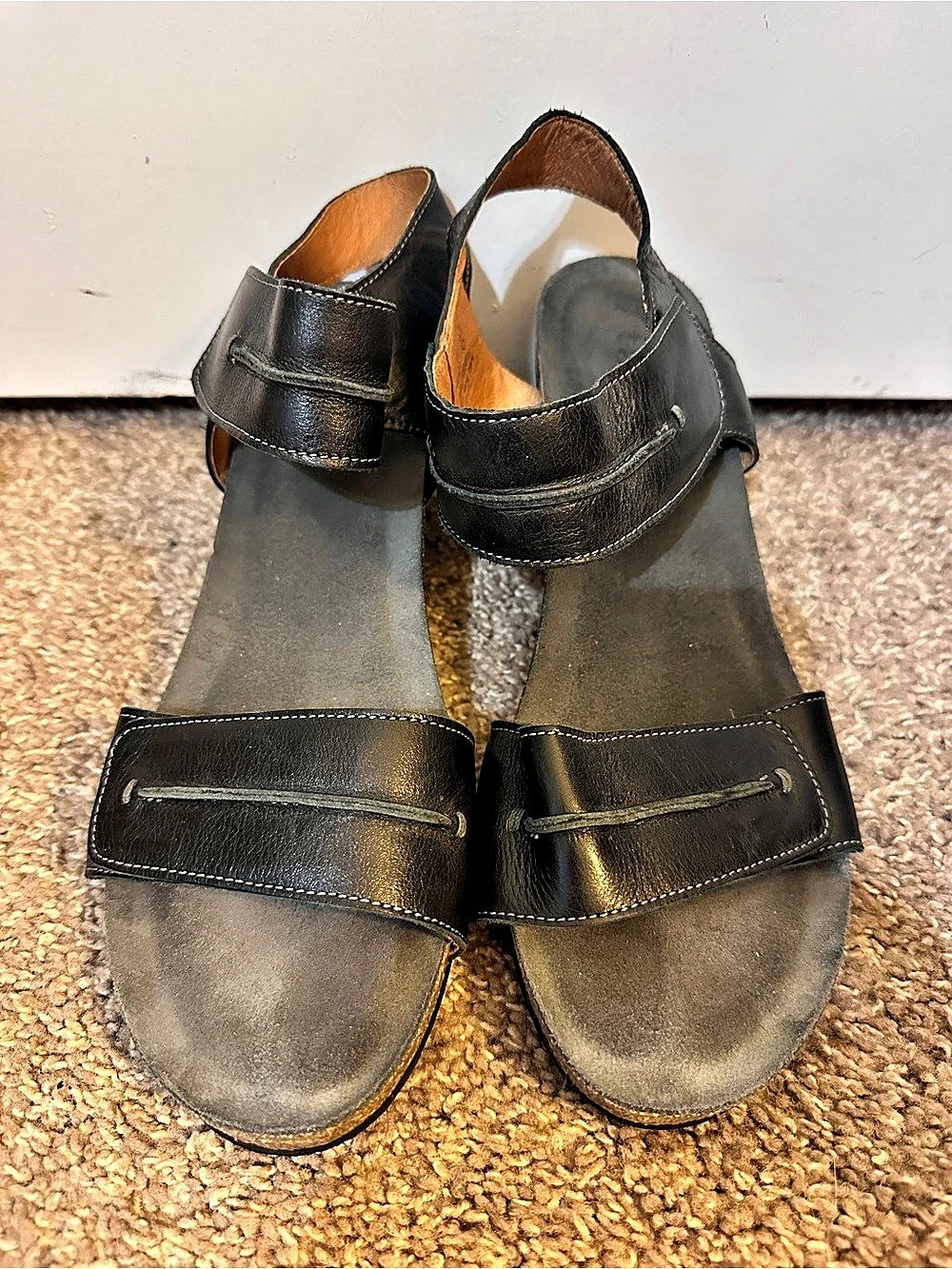SoftWalk Black Wedge Sandals